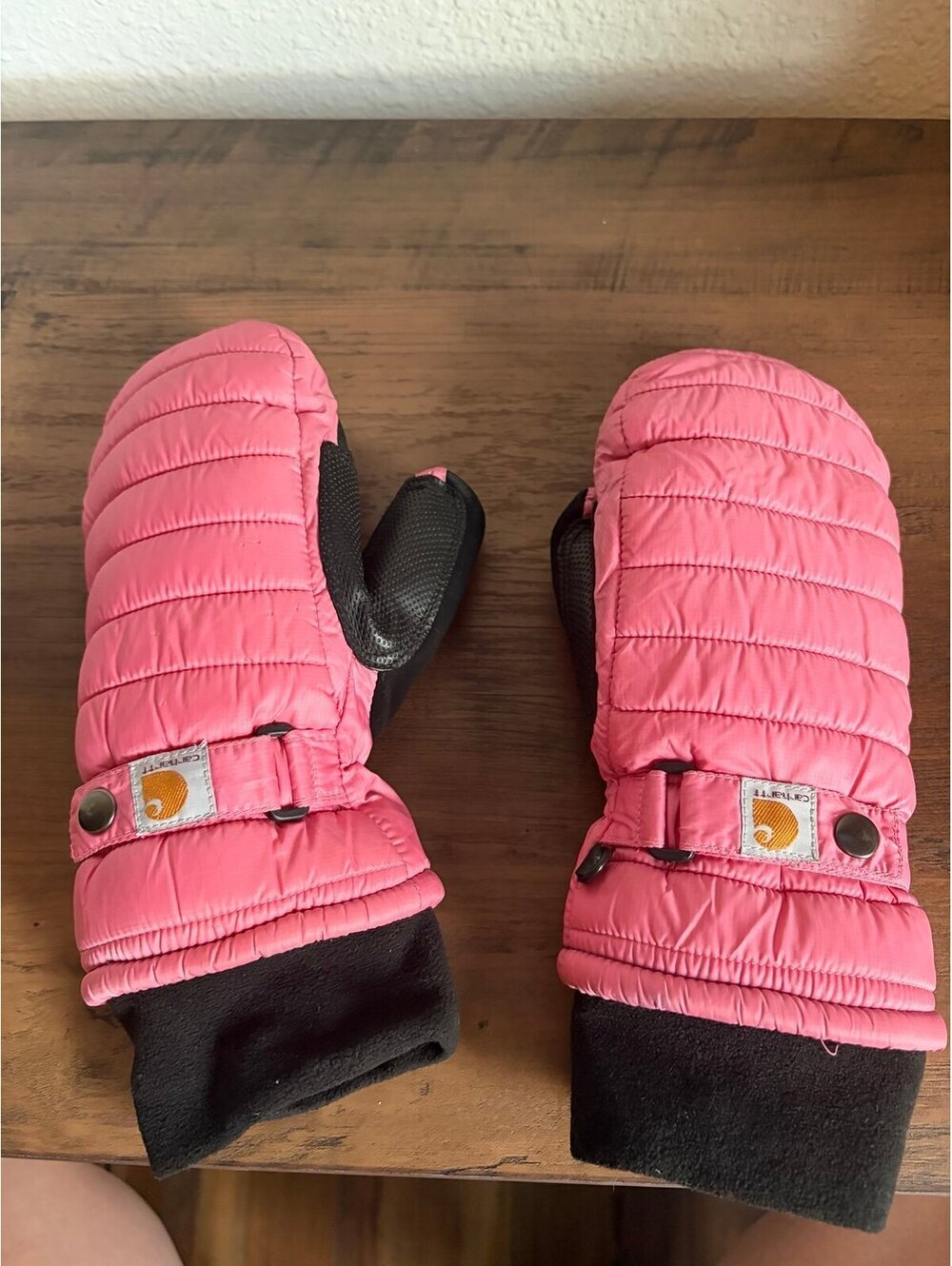 Carhartt women's pink mitten gloves size S. Wear as shown